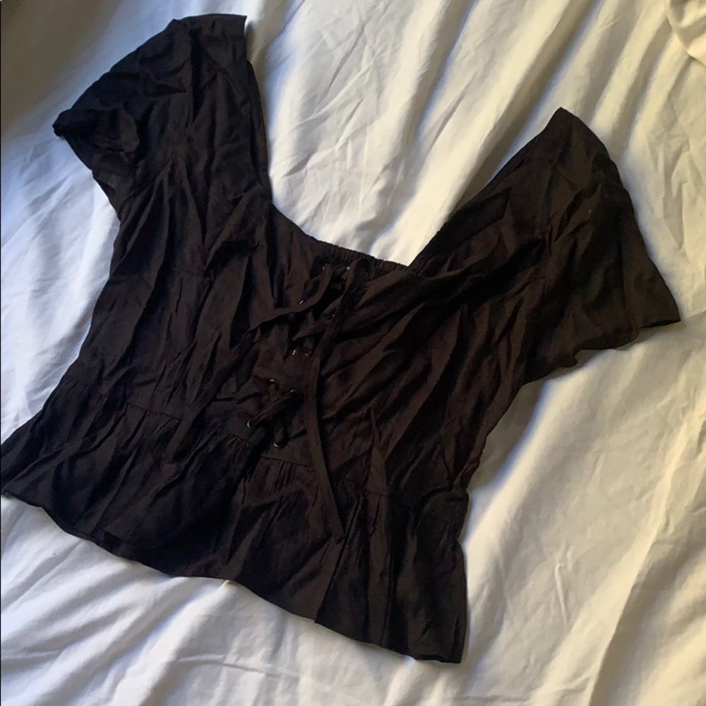 corset-like front tie top